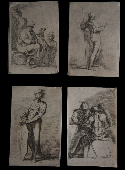 Salvator Rosa (1615-1673) - Four prints from the series of Figurine, 17th C